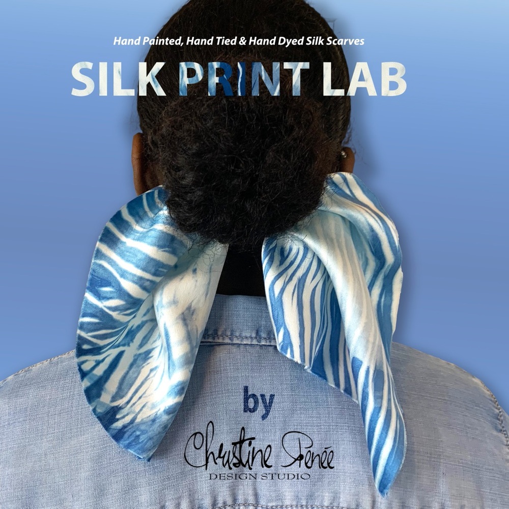 Hand tied and dyed Italian silk scarf
